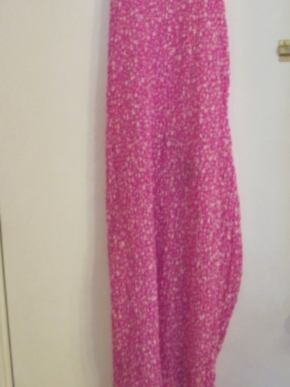 SHEIN-Women's Sun Crinkle Dress Size 8/10-Hot Pink  Long 54" Ruffed-Sleeveless-